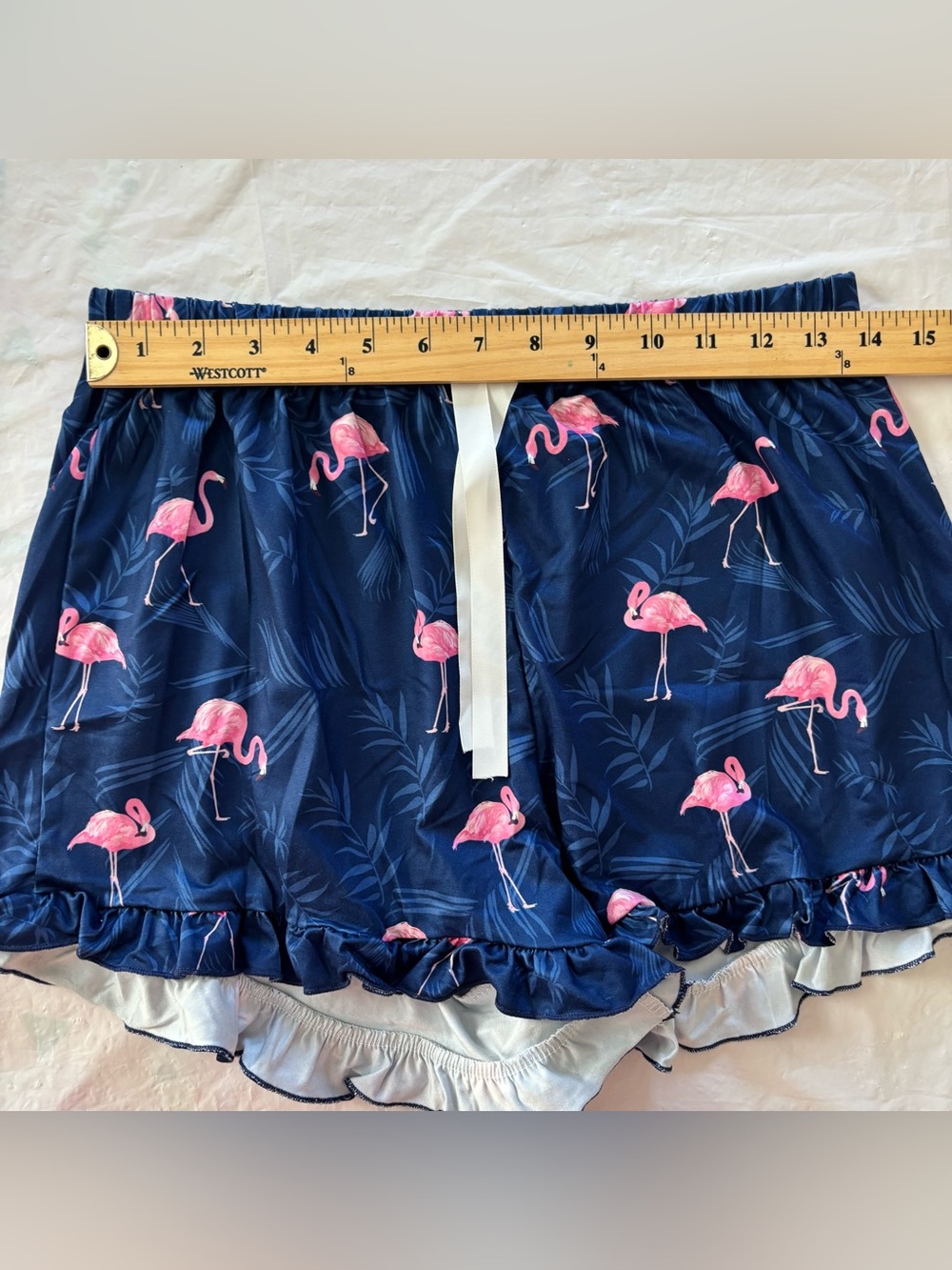 NWT Flirty Flamingo Pink Navy Flamingo Ruffle PJ Shorts - Picture 6 of 8